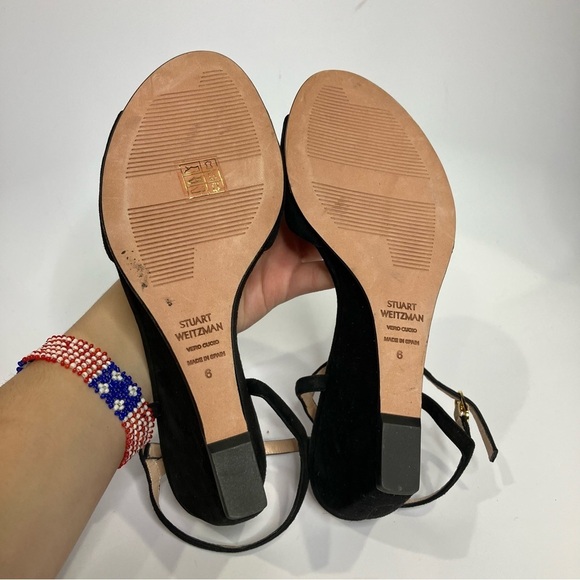 Stuart Weitzman black wedge sandals size 6 - Picture 5 of 8